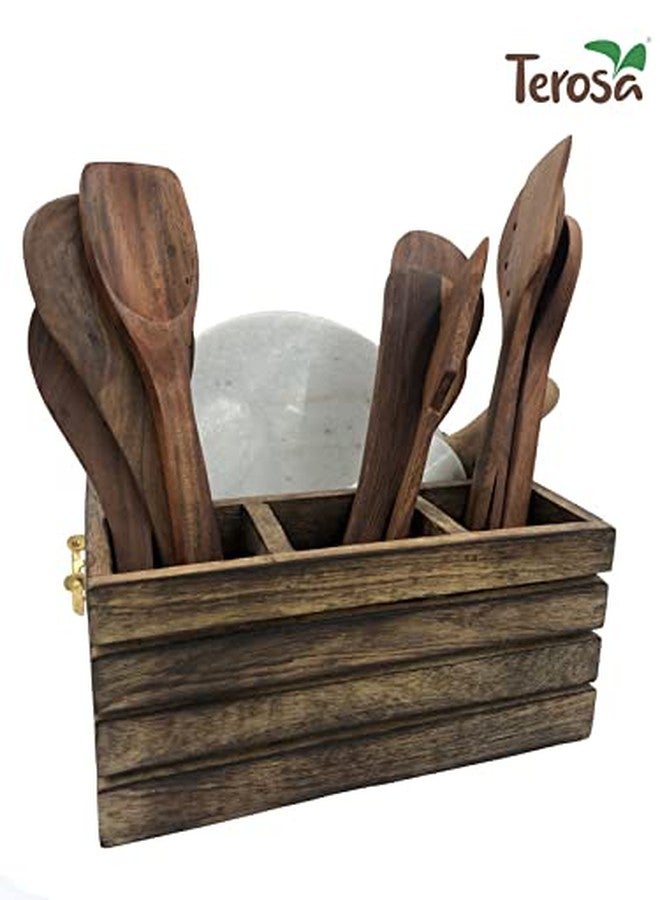 Terosa منظم مطبخ خشبي ريفي من تيروسا - كبير - حامل أدوات المائدة أو منظم طعام - Image 5